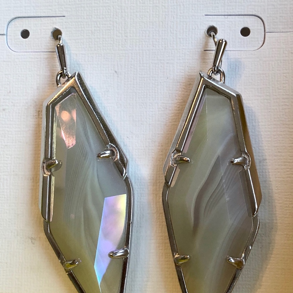 NWT Kendra Scott RARE & Retired Bexley Earrings Iridescent Agate & Silver😊 - Picture 6 of 14